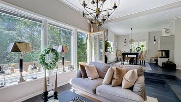 TV, fireplace