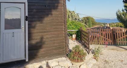 Typical, fully-equipped chalet on secure property with Mediterranean sea view.