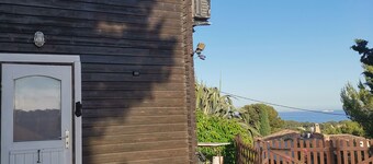 Typical, fully-equipped chalet on secure property with Mediterranean sea view.
