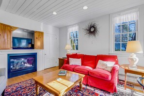 Fernseher, Kamin, Bücher