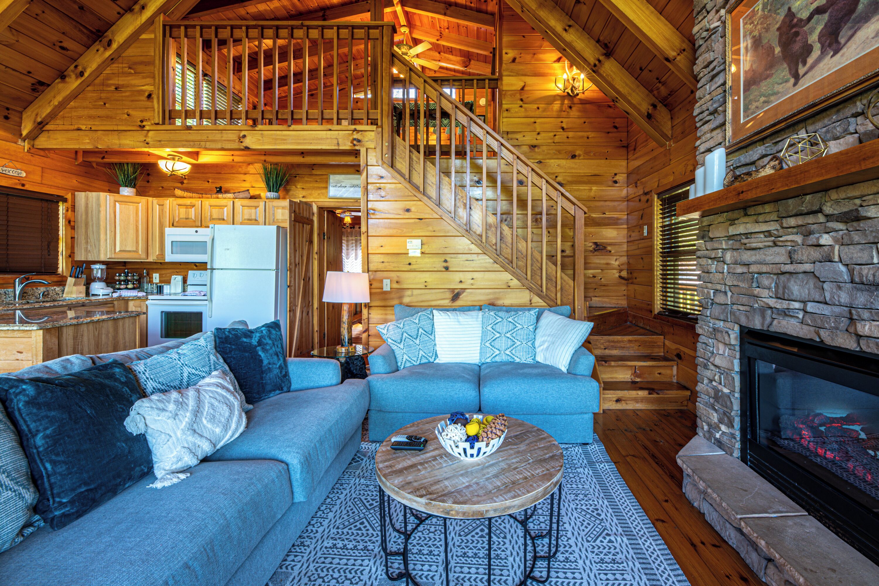 Smart TV, fireplace, video games