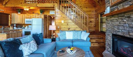 Smart TV, fireplace, video games