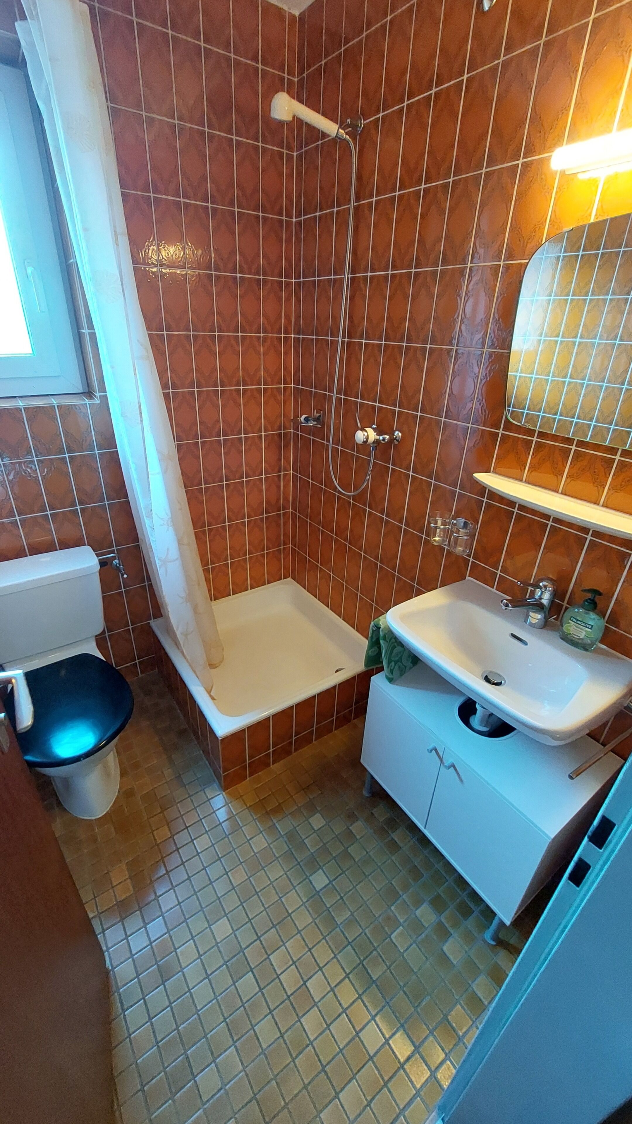Dusche, Handtücher, Seife, Toilettenpapier