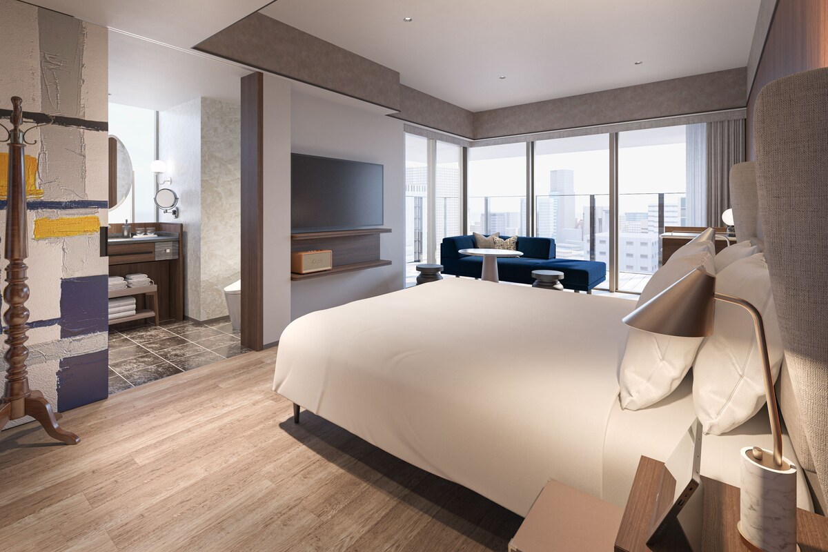 Deluxe-Zimmer, 1 King-Bett und Schlafsofa (Corner room, View Bath) | Verdunkelungsvorhänge, kostenloses WLAN