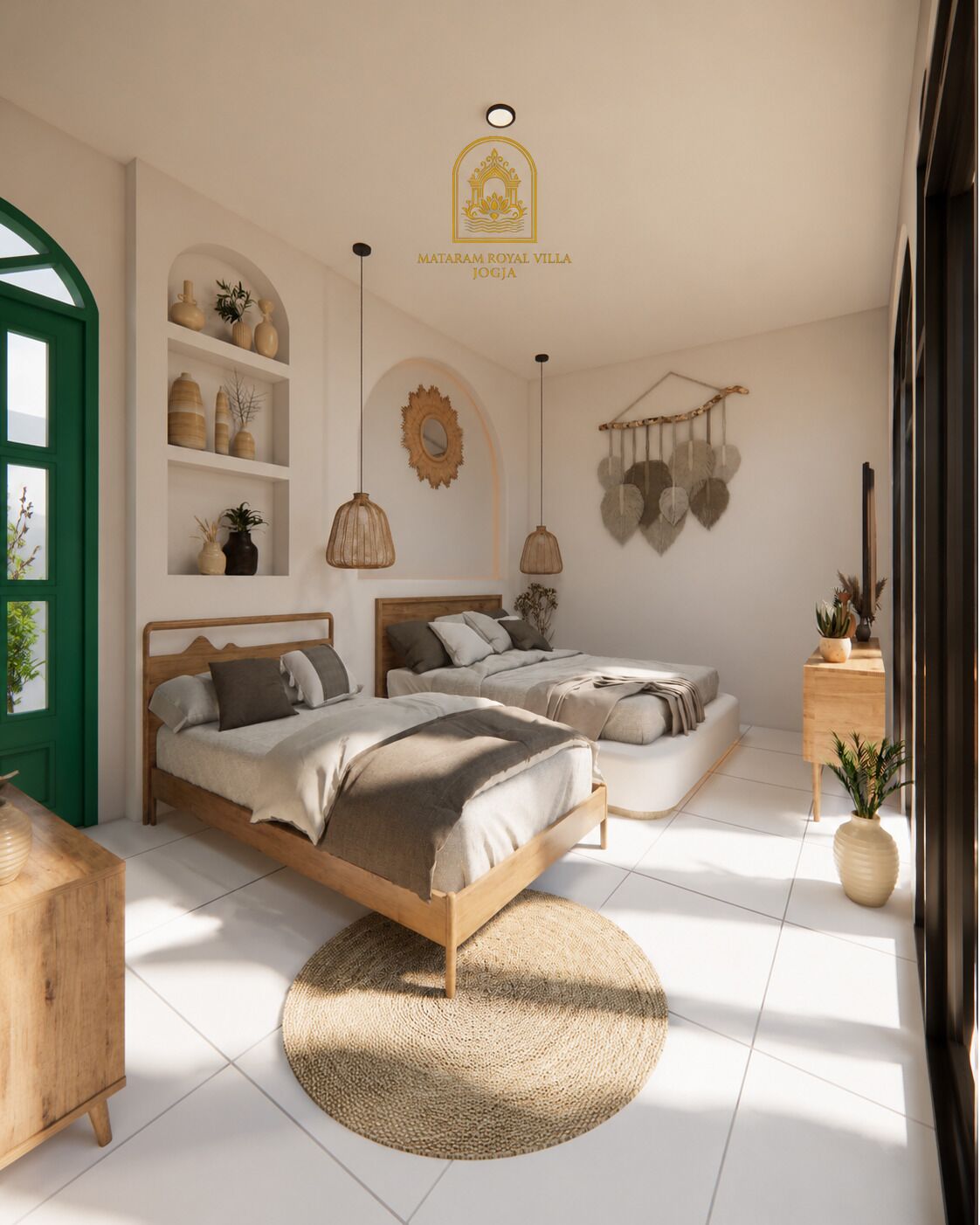 Habitación familiar con 2 camas individuales | Espacio para trabajar con laptop y wifi gratis 
