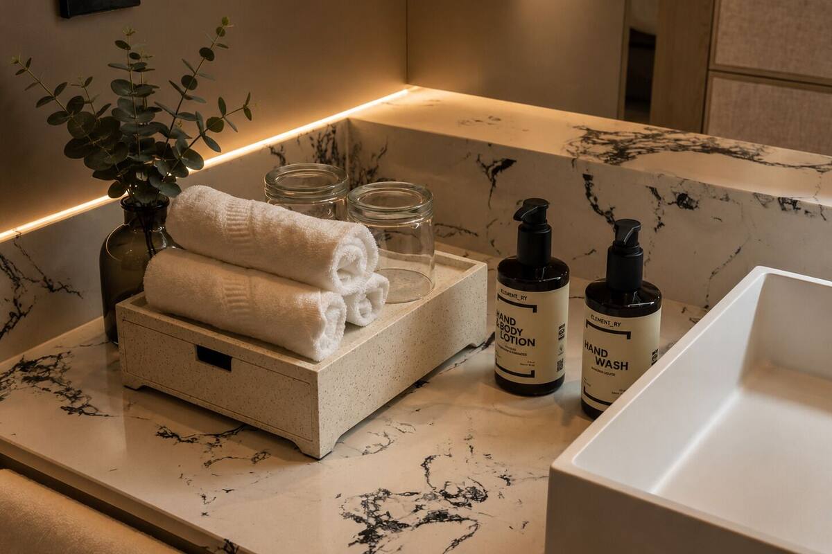 Free toiletries, hair dryer, towels, soap