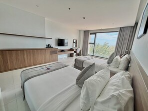 Phòng 2 giường đơn Deluxe, quang cảnh bãi biển | Truy cập Internet không dây miễn phí 