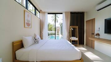 Desk, bed sheets