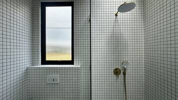 Deluxe Villa, Private Pool, Pool View | Bathroom | Shower, rainfall showerhead, towels, soap