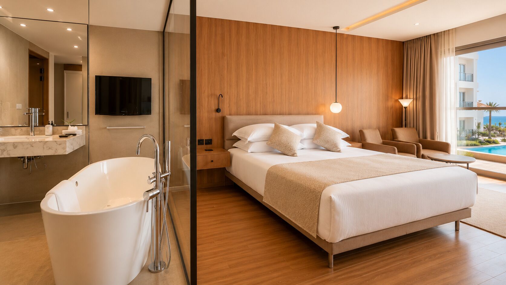  Deluxe Double or Twin Sea View Room with Jacuzzi | Salle de bain