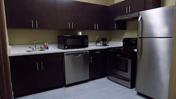 Fridge, microwave, coffee/tea maker