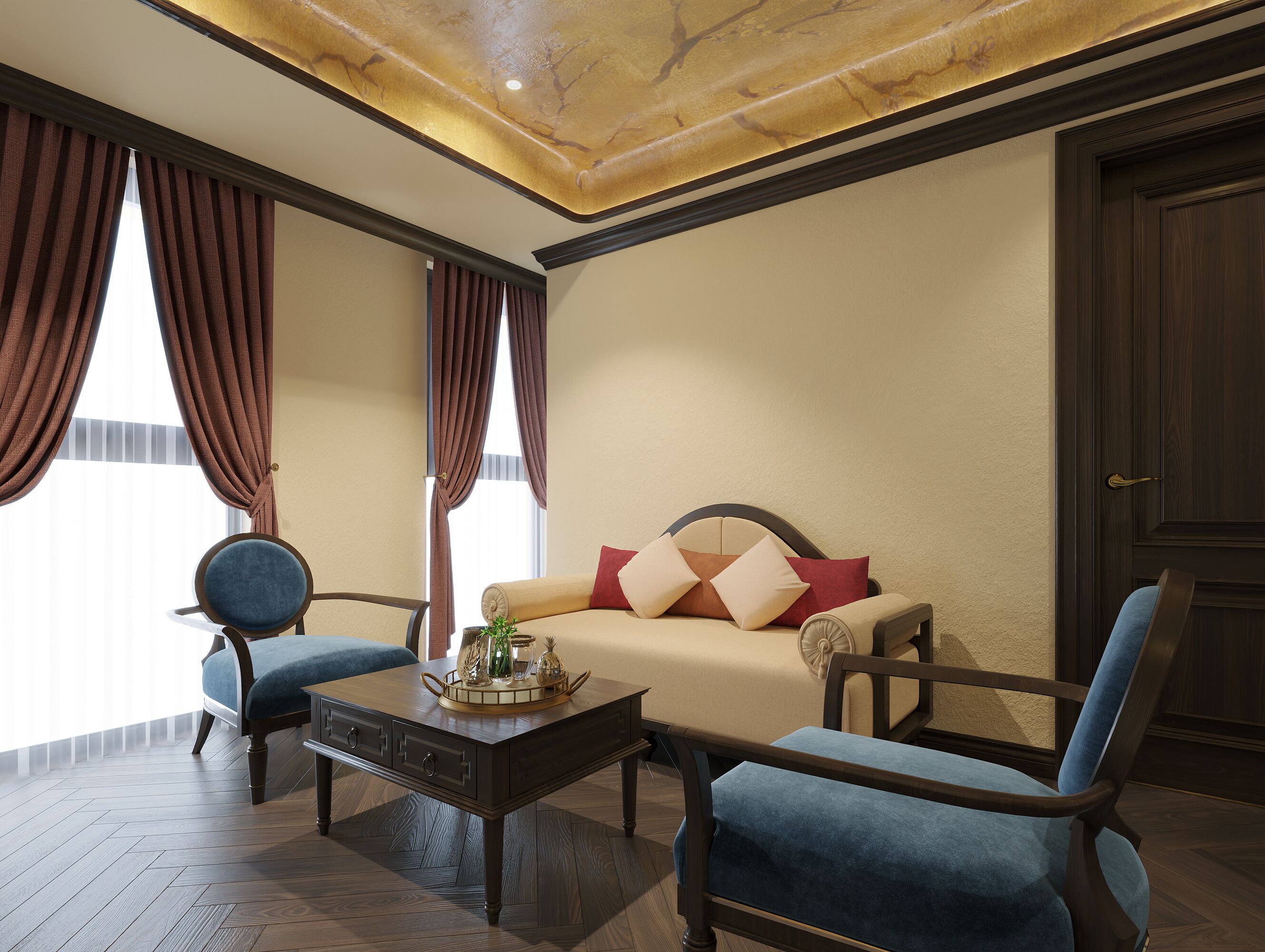Grand-Suite, 2 Schlafzimmer, Stadtblick | Wohnbereich