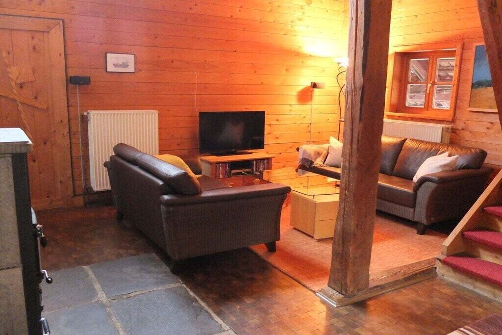 Smart TV, fireplace, DVD player, books