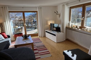 Smart-TV, DVD-Player, Bücher, Stereoanlage