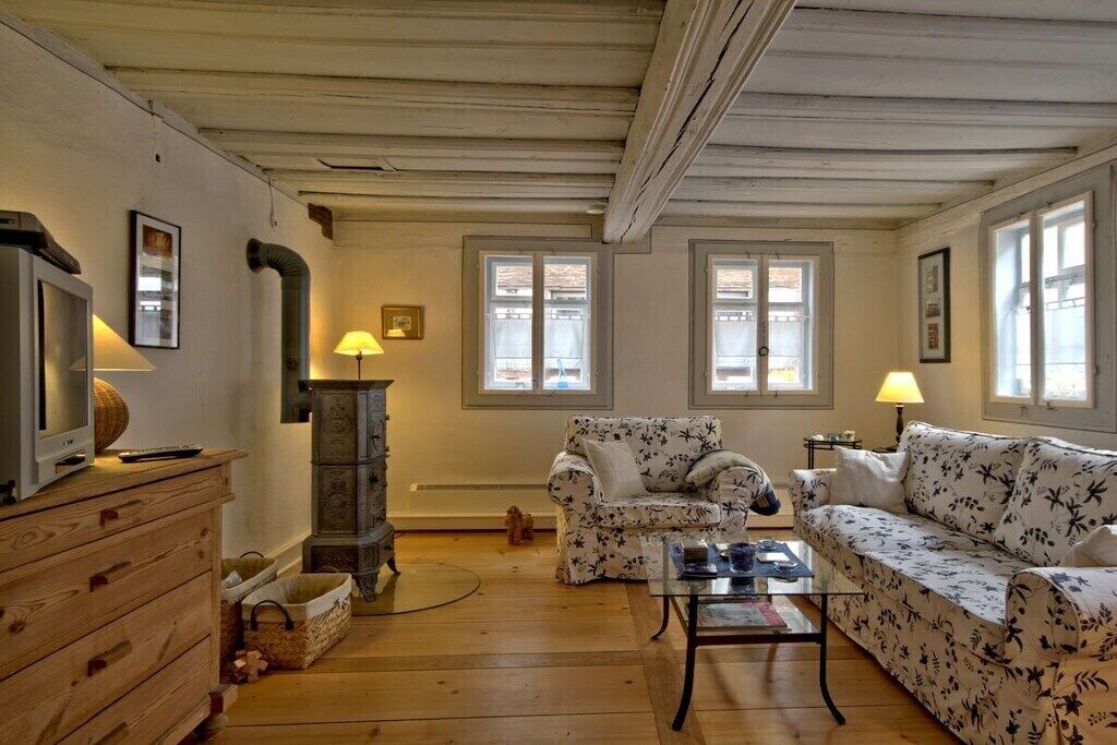 Smart TV, fireplace, DVD player, books