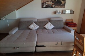Living area - in the attic of the Seeblick house (Meersburg)