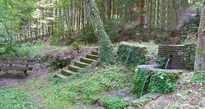 Odenwälder Kleinhaus, Tagelöhnerhaus in Fachwerk mit historischer Ambiente.