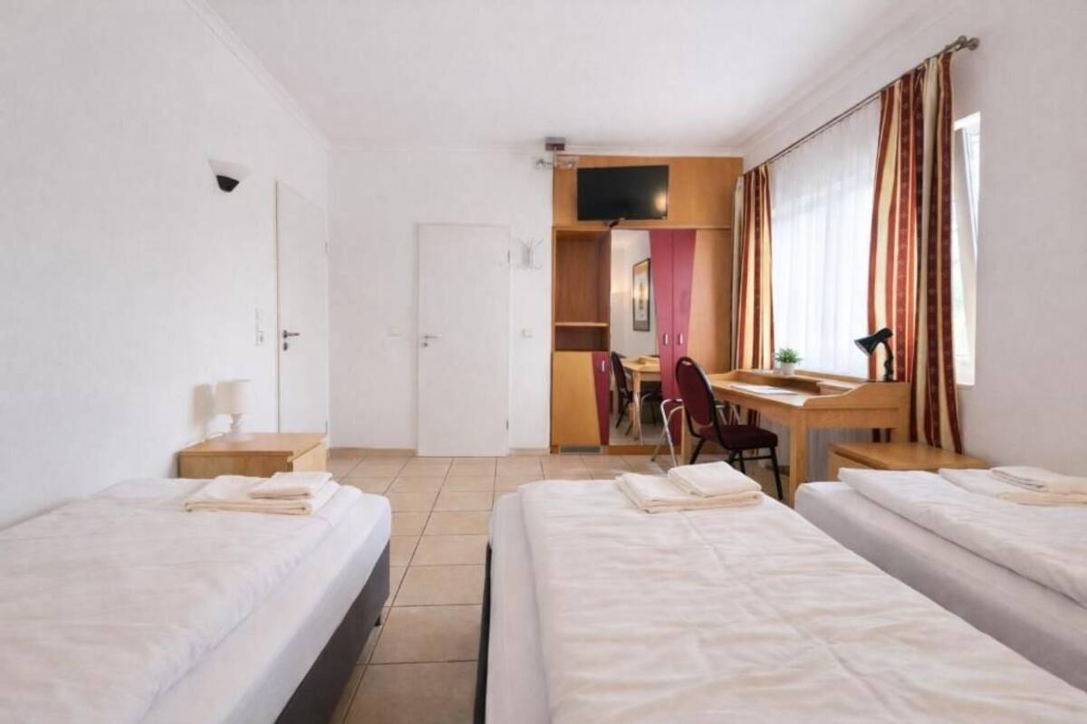 Desk, free WiFi, bed sheets