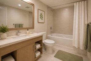 Standardzimmer | Badezimmer | Haartrockner, Handtücher, Seife, Shampoo