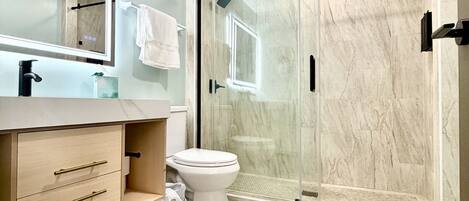 Free toiletries, hair dryer, towels, soap