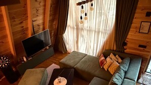 Living area - Beautiful A-Frame Wooden Chalet – Sleeps up to 6 Guests (Borje)