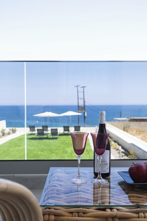 Superior Triple Room, Balcony, Sea View | Outdoor dining - MGM Suites (Panormos in Rethymno)