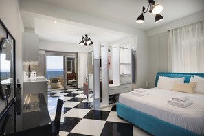 Superior Triple Room, Balcony, Sea View | Laptop workspace, blackout drapes, soundproofing, iron/ironing board - MGM Suites (Panormos in Rethymno)