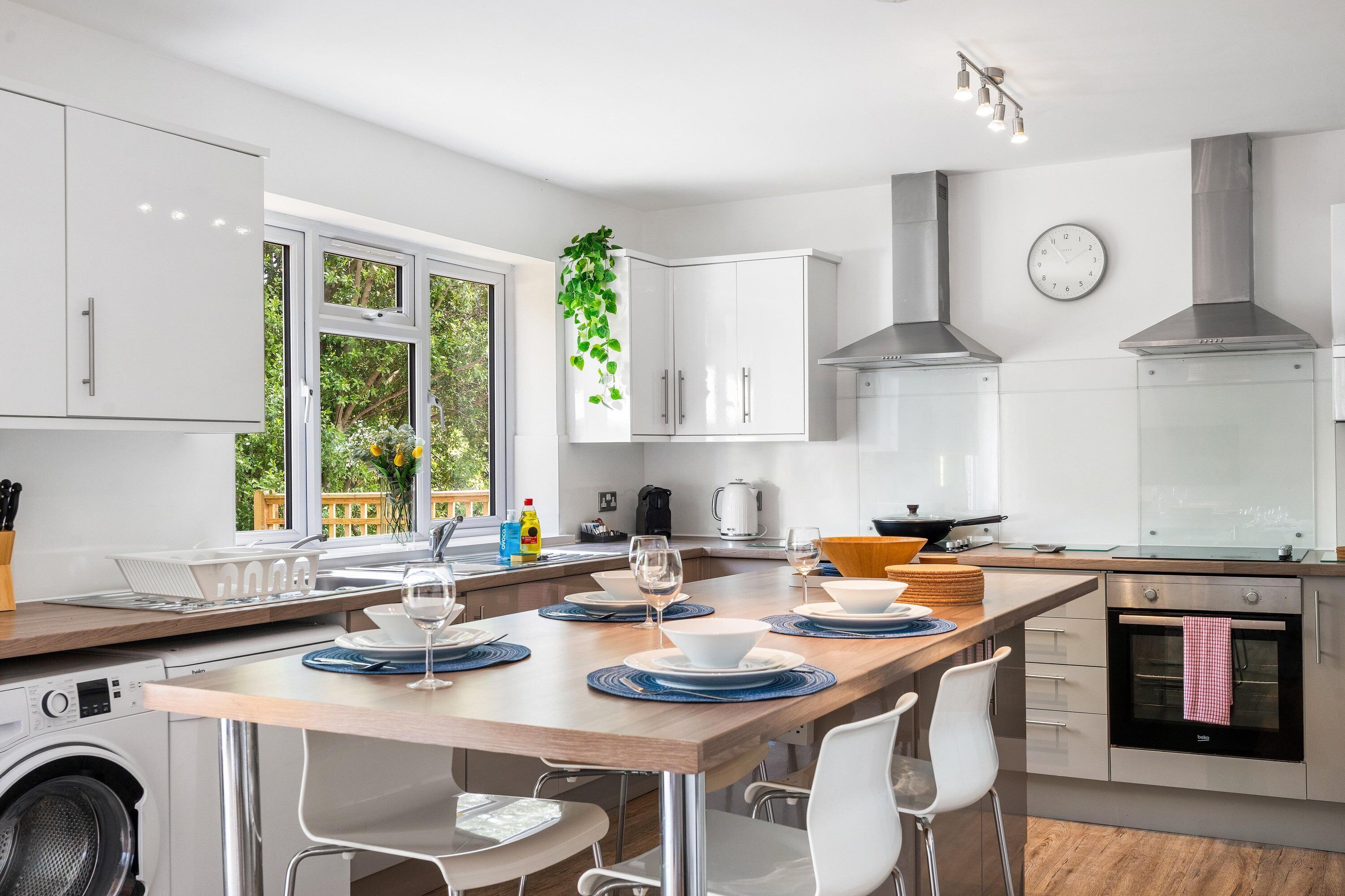 Fridge, microwave, oven, dishwasher