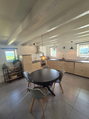 Private kitchen - Peaceful countryside family friendly gite (6) & panoramic heated pool. (Grives)