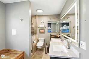 Bathroom - Once a 1950s Alaska Railroad Section House, this unique home blends modern comfort with vintage soul (Anchorage)