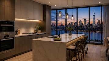 Apartemen, pemandangan kota | Dapur pribadi
