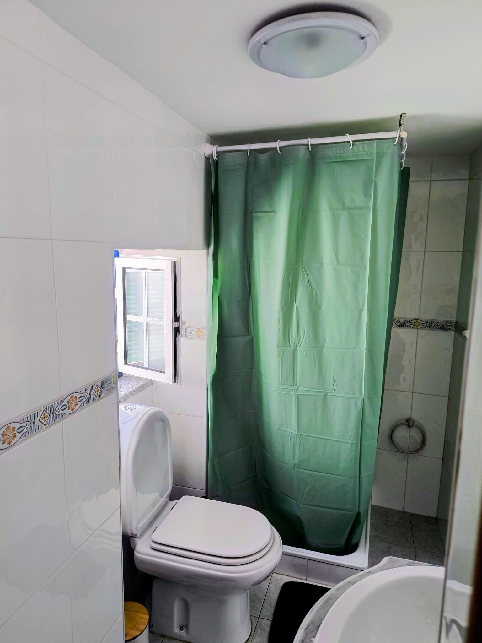 Chuveiro, secador de cabelo, toalhas de banho 