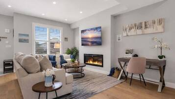 TV, fireplace, offices