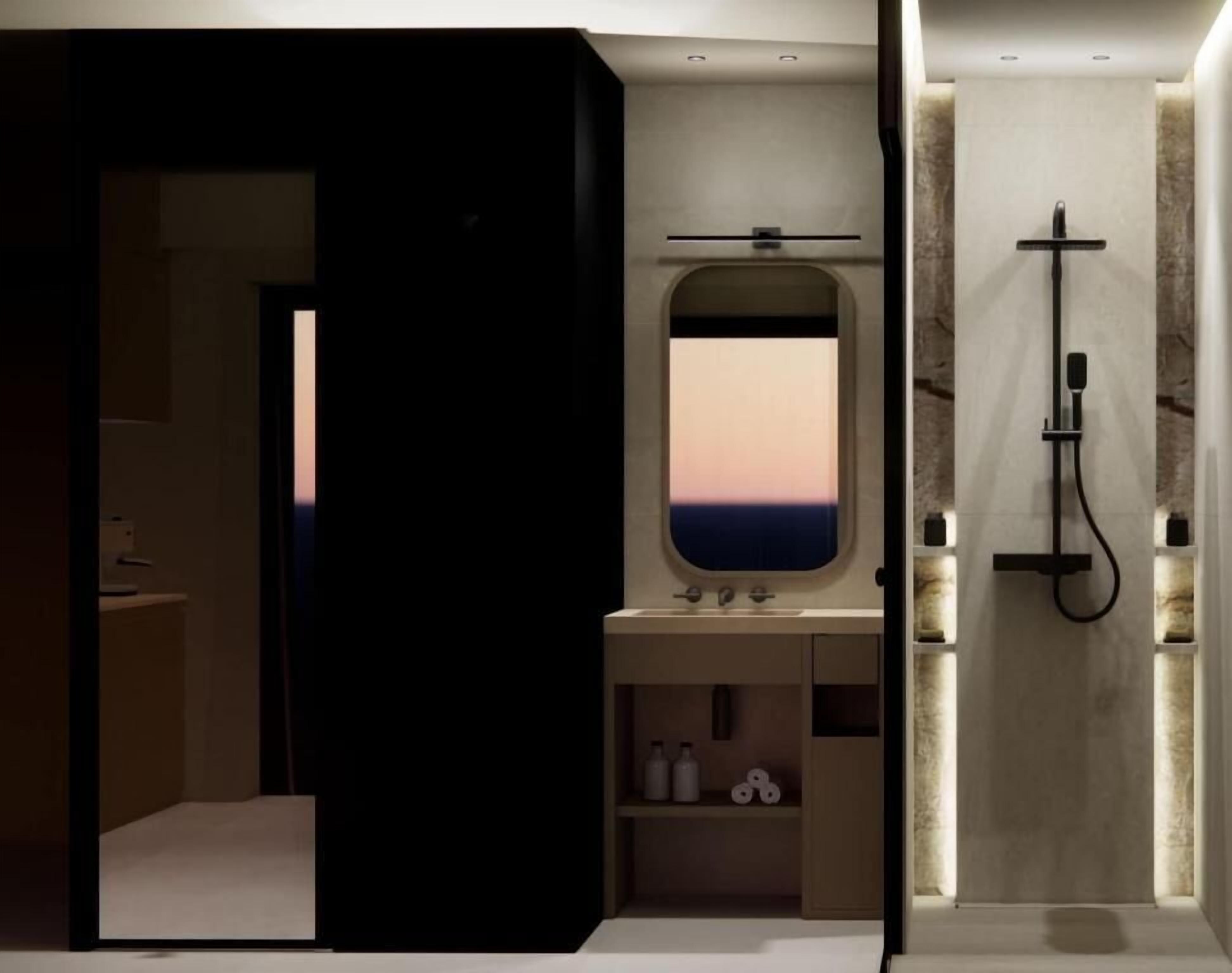 Dusche, kostenlose Toilettenartikel, Haartrockner, Hausschuhe