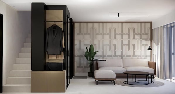 Suite superior, balcón, vista al mar | Interior