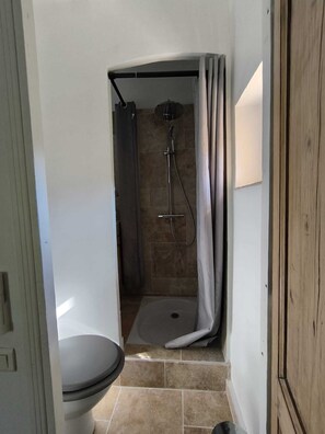 Secador de cabelo, toalhas de banho, sabonete, papel higiênico