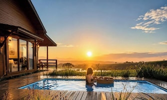 Cabana Gaia com Hidro e Piscina Aquecida - Alfredo Wagner/SC | Vista para o jardim