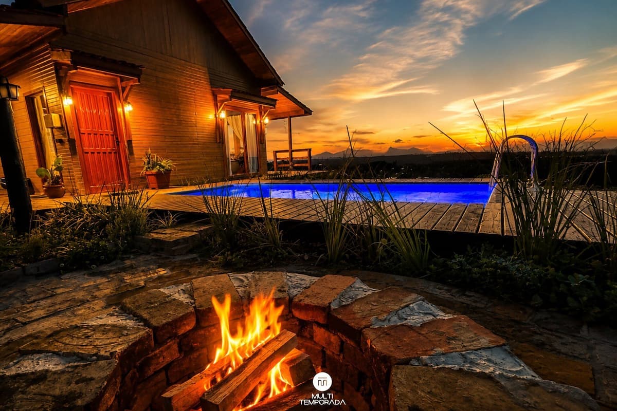 Cabana Gaia com Hidro e Piscina Aquecida - Alfredo Wagner/SC | Blick auf den Garten