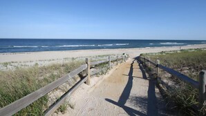 A beach path leading to the ocean with a clear sky. - Surf City Oceanfront Property (Surf City)
