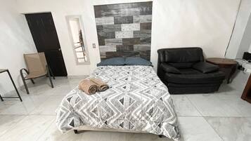 1 bedroom, iron/ironing board, bed sheets