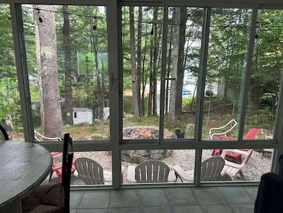 Lakefront Sebago Getaway with Dock, Canoe & Cozy Campfire Nights