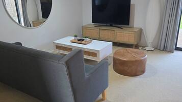 Smart TV, DVD player, books