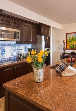Private kitchen - Hacienda Encantada luxury 1-bedroom condo in charming Cabo San Lucas with AC (Cabo San Lucas)