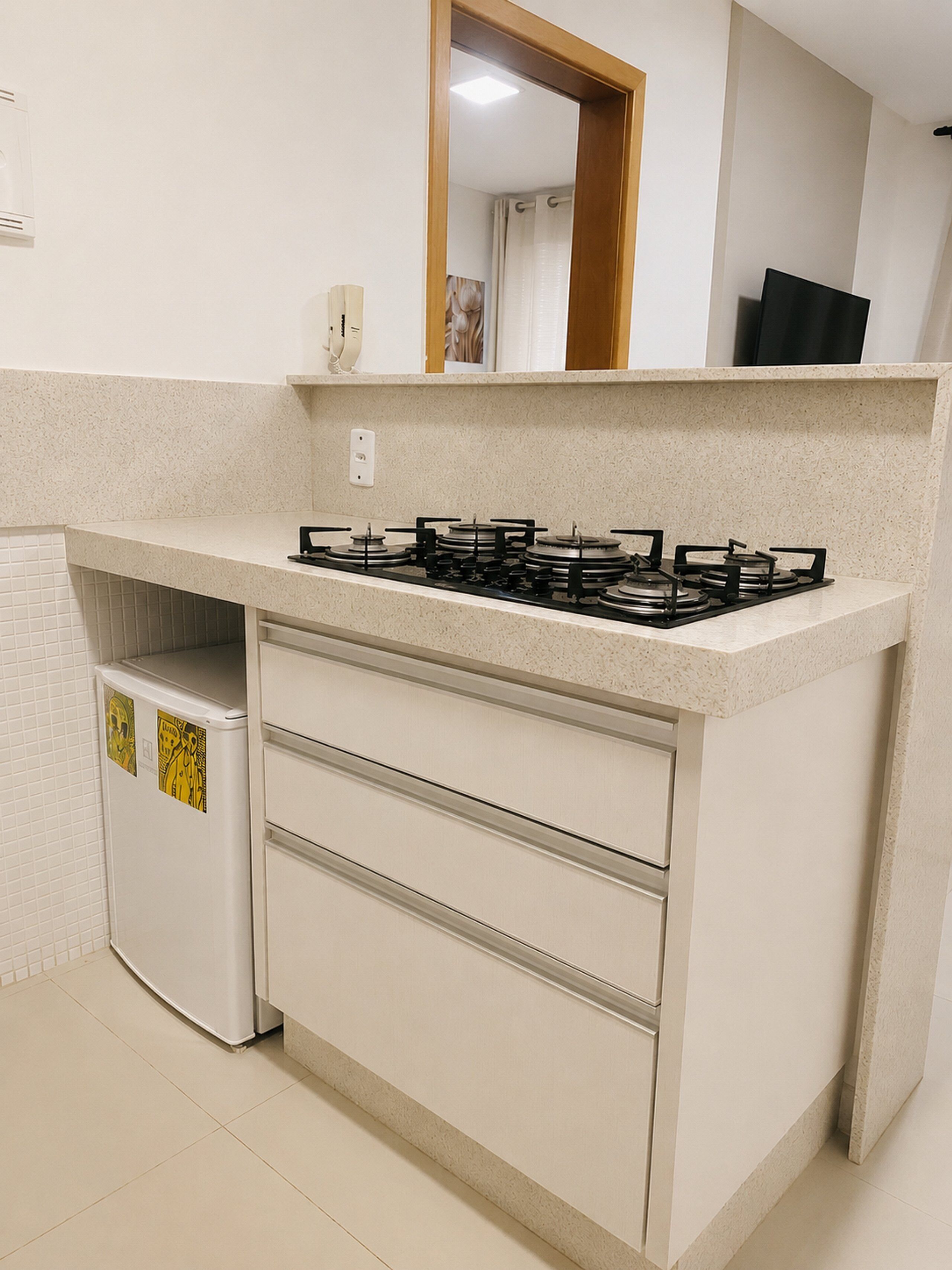 Traditional Apartment | Private kitchen | Fridge, microwave, stovetop, cookware/dishes/utensils
