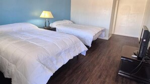 Room, 2 Queen Beds, Non Smoking | Desk, WiFi (free), bed sheets