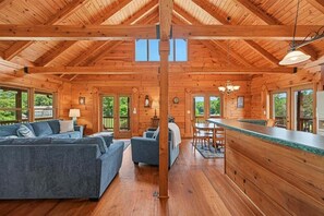 Living area - Dog-friendly, Lake View Cabin w/ Furnished Decks, Ping-pong & Darts (Louisa)