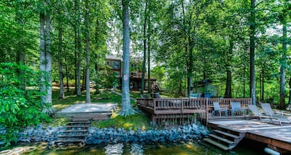 Spacious Lake Lodge With a Private Dock, Wraparound Decks & Foosball
