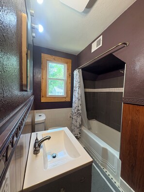 Hair dryer, bidet, towels, soap