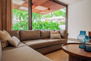 Living area - FARO SAYA - Private Garden Villa w/ Pool, BBQ & Beach Access in Quiya Residences (Cruz de Huanacaxtle)
