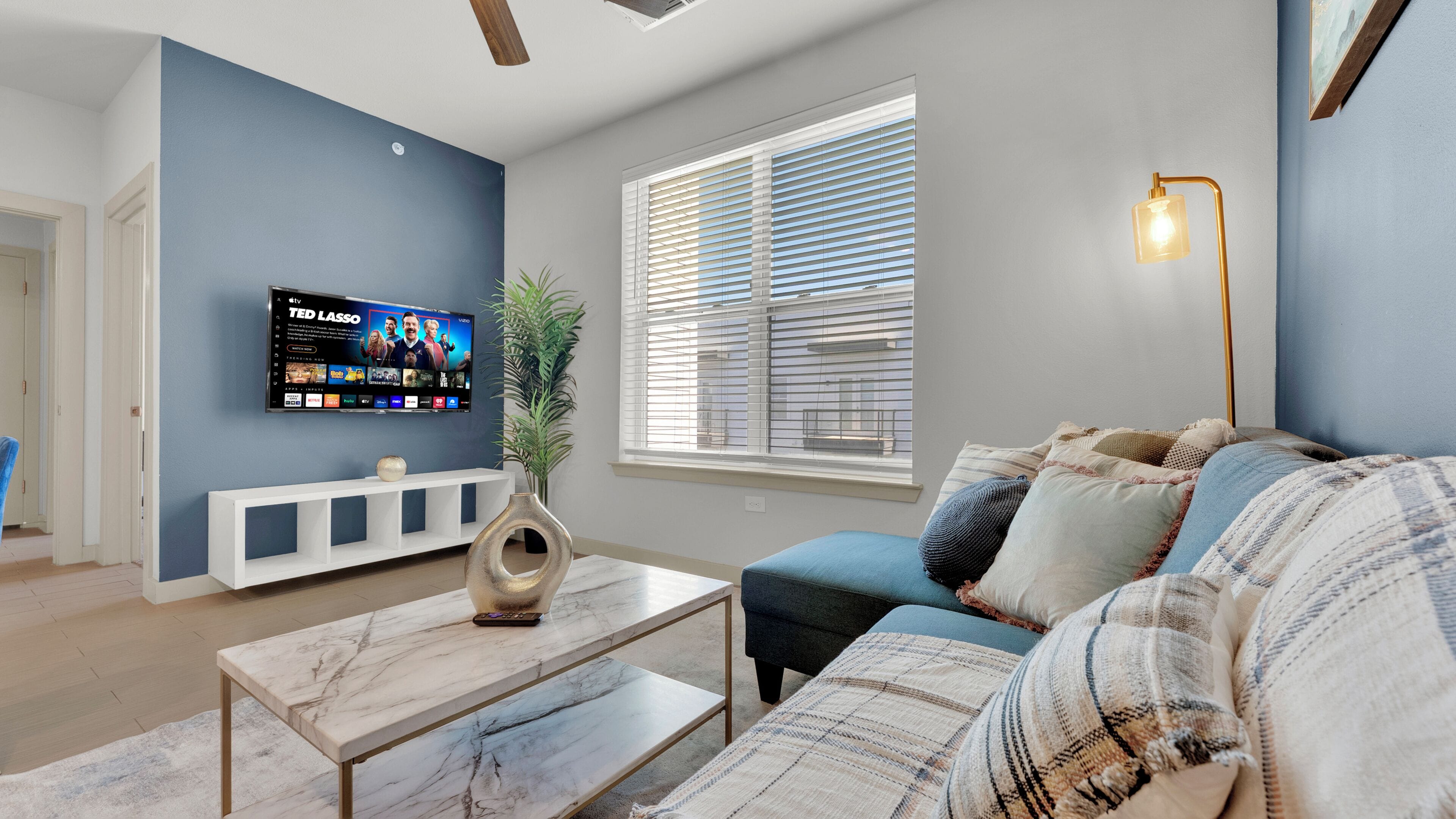 Apartment, 1 Bedroom | Living area | 55-inch Smart TV with digital channels, streaming services